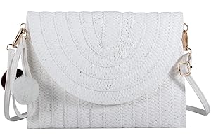 Syrads Pochette estive da donna in paglia intrecciata Borsa a tracolla in paglia Borsa da vacanza al mare