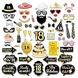 55pcs Geburtstags Fotoautomat - Das Set 18. Geburtstags photo booth props foto requisiten enthält Hauptsächlich Geburtstagskrone, Hut, Kuchen, Schnurrbart, Brille, lustige Nachricht oder Aussage, Lippen, Krawatten usw. Ihre Partygäste werden es genießen, die lustigen Requisiten zu verwenden Beleben Sie Ihre Fotos!
