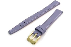 WatchWatchWatch Smooth Stitched Ladies' Leather Watch Strap 8mm Lilac Gold Buckle C088
