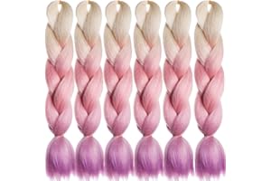LDMY Braids Extensions-Ombre Braiding Hair Colorful Blonde Pink Purple Blond Rosa Lila Jumbo Braids 6pcs/pack Kunsthaar Zum Einflechten 100g/pc Synthetic Kanekalon
