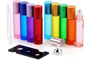 DKBT 9 Stück 10ml Roll on Glasflaschen für Ätherisches Öl Zubehör Roll on Flasche Leer Aroma Deoroller zum Befüllen mit Edelstahl Roller Ball Doterra öle Duftroller für Parfum Aromatherap Gemische