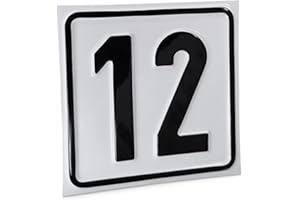‎BETRIEBSAUSSTATTUNG24 Betriebsausstattung24® Hausnummernschild Nr. 12 - Größe: 10 x 10 cm - Aluminiumschild - Farbe: weis/schwarz - Moderne Hausnummer- oder Parkplatzkennzeichnung