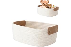 CHICHI:OÜ Aufbewahrungskorb Geflochten - Aufbewahrungskörbe Bad Kinderzimmer, Körbe für Regalkorb Klein Aufbewahrungskorb Baumwolle Organizer Wohnzimmer(Beige, 32 * 24 * 13cm)