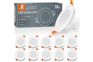 DUSKTEC - Foco LED empotrable extraplano, 220 V, blanco cálido, lote de 10 focos LED, 7 W, 660 lm, cuarto de baño, foco empotrado, techo IP44, agujero 68 – 90 mm, para cocina, salón, pasillo