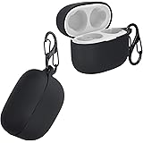 kwmobile Silikonfodral kompatibelt med Sony LinkBuds S – fodral med klämma – svart