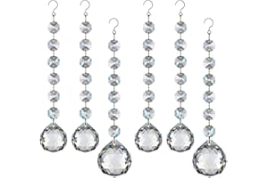 Goldenhaitai - Lampadario a sfera di cristallo, 6 fili, 30 mm/40 mm, con cristalli, per decorazione trasparente, colore: Trasparente