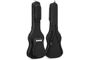 Donner 47 Inch Electric Bass Guitar Bag 10mm/0.4inch Thickness Backpack Soft Solid Electric Bass Guitar Case with Water-Resistant Nonwovens Interior Thicken Sponge Pad, Black