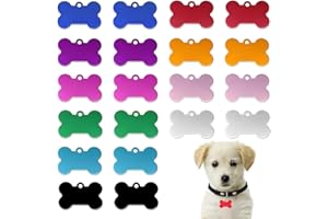 LACHT 20 Piezas Chapa Perro Grabada en Forma de Hueso, Placa Perro Personalizada para Perros y Gatos Pequeños y Medianos,Chapa Identificativa Perro y Gato,chapa perro grabada,placa perro personalizada