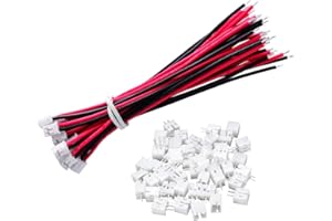 YIXISI 20 Stück Micro JST-PH 2.0 2-Pin Männlich Weiblichen Stecker mit 10cm Silikon Kabel