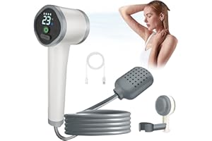 COULD SPARK Portable Shower Camping,Upgrade USB Rechargeable Camping Shower With Intelligent Led Display,Outdoor Shower Kit With Temperature Display for Camping,Hiking,Travel,Car Washing, Pet Cleaning