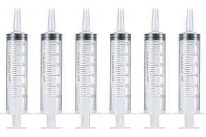 MMDBD 6 Stk 60 ml Spritze, Spritzen ohne Nadel, Kunststoffspritzen mit Kappen, keine Öldosierspritzen, für Hunde, Katzen, Kleintierfütterung, wissenschaftliche Labors, industrielle Nutzung