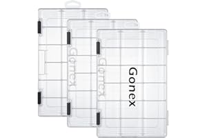 Gonex Boîtes de Rangement pour Leurres 3/4 Paquet, 3600/3700 Transparentes en Plastique, 18/24 Grilles pour Poisson Nageur et Petits Accessoires de Pêche