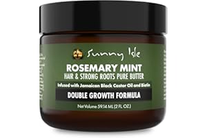 Sunny Isle Rosemary Mint Hair and Strong Roots Butter 2oz, Infused with Biotin & Jamaican Black Castor Oil, Dry Scalp, Split Ends & All Hair Types