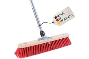 ‎BAWITEC BawiTec Profi Straßenbesen, Kunststoff Borsten rot, 50cm Breit/Lang, mit Metall-Teleskopstiel verstellbar ausziehbar, Länge 100cm - 200cm, Besenstiel, Stabiler Besen Kehrbesen für draussen