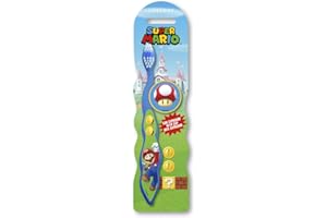 LORENAY Super Mario Little Teeth Toothbrush for Kids with Soft Rounded Bristles, Comfortable Handle Grip and Protection Cap for Children Ages 3+
