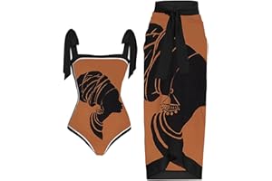 NOAGENJT Costumi Donna- Donna Vintage Colorblock Stampa floreale astratta 1 pezzo Costumi da bagno + 1 pezzo Cover UP Costume da bagno a due pezzi con stampa vintage Bikini monokini Costume Intero Velluto