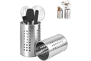Portautensili Da Cucina In Acciaio Inox,Yiyifor Set di 2 Contenitori Portaposate Scolaposate in Acciaio Inox Organizer cucina adatto per utensili e posate