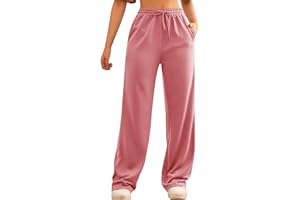 FACDIBY Spodnie dresowe z szerokimi nogawkami dla kobiet elastyczne luźne spodnie z wysokim stanem i kieszeniami