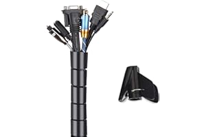 MOSOTECH Cache Cable, 2m Gaine Souple Electrique Cable Management, Gestion des Câbles pour Maison et Bureau, 2m - ∅16mm, Noir