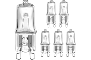 AHEVO G9 Oven Bulbs 25W Clear Halogen Lights 230V 300℃，Pack of 6