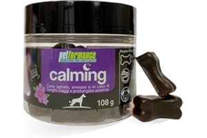 PETFORMANCE BENESSERE PER CANI E GATTI Calming per Cani Integratore Calmante 100% Naturale per Cani Agitati e Iperattivi Senza Controindicazioni - 18 Comode Gelatine da Masticare, Favorisce la Tranquillità del Cane per Auto Viaggi o Stress