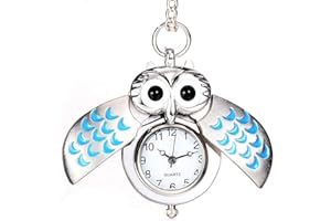Fliyeong Premium Quality Vintage Owl Pocket Watch Long Chain Quartz Pendant Necklace Watch
