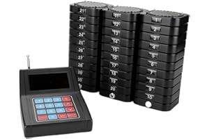 Bewinner Customer Call System Restaurant Pager Paging System Queue System Wireless Calling System 30 Receiver 1 Transmitter for Restaurant Table and Guest Summers