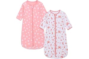 MIRACLE BABY Baby Sleeping Bag 2 Pack 100% Cotton 0.5 TOG Long Sleeves Wearable Blanket Various Sizes 0-6 Months Sleeping Sack for Newborn Boys Girls Infant Toddlers Baby (Sea Starfish)