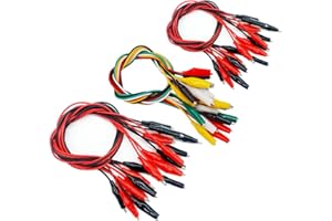Senvenelec 30 unidades, 53 cm, pinza de cocodrilo de doble cabeza, cable de medición de color puente, clip de sonda, cable de medición de doble extremo, línea de pinza de cocodrilo, 5 colores.
