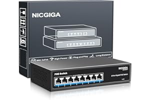 Conmutador PoE Gigabit de 8 Puertos no administrado, 8 Puertos PoE+ a 120 W, 802.3af/at, conmutador de alimentación a través de Ethernet de Red NICGIGA de 8 Puertos y 1000 Mps, sin Ventilador.
