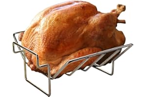 BYLEEY Replacement Rib and Roasting Rack for Big Green Egg, Turkey Roaster Rack - Stainless Steel Rib Racks for Grilling and Smoking, Holds Up to 4 Racks of Ribs, BBQ, Smoker, Kamado Grill Accessories, Small