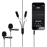 Movo Professional Lavalier Lapel Clip-on Interview Microphone with Secondary Mic & Headphone Monitoring Input for Apple…