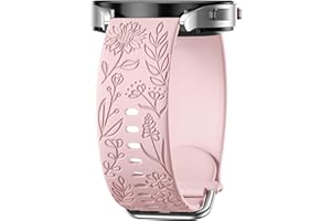Mastten Sonneblume Gravierte Armband Kompatibel mit Samsung Galaxy Watch 6/Watch 5/Watch 4 40mm 44mm Damen, 20mm Weich Sport Silikon Ersatzarmband für Galaxy Watch Active 2/Watch 3 41mm/5 Pro, Rosa