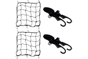 LUMITERRA 2 Rete Ragno e 2 Moto Elastica con Ganci, Accessori Moto Reti Elastiche Rete, Casco Rete Bici Elastici, Fissare i Bagagli Coprire, per Portapacchi, Bagagliai (Nero)