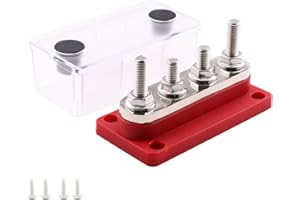 Gloaso 12V-48V Kupfer Sammelschiene 300A Batterie Busbar mit 4X M8 Bolzen Stromverteilerblock, Heavy Duty Sammelschienen 300 Amp Bus Bar DC für Kfz Solar LKW Wohnmobil Van ATV Boot Marine, Rot