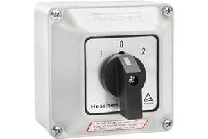 Heschen Interruttore selettore universale rotativo, SZW26-20/D202.2D, 660V 20A, 3 posizioni On-Off-On, 2 fasi 8 terminali, con scatola esterna interruttore master (Scatola più grande)