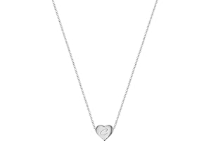 VQYSKO Femme Fille Argent Cœur Lettre Collier-Plaqué or 18 Carats Acier Inoxydable Bijoux, Longueur 45 CM, Peut être étendu à 50