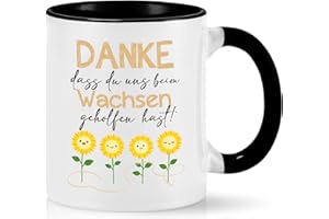 Joymaking Erzieherin Geschenk Kaffee Tasse Abschiedsgeschenk Kindergarten für Erzieher - mit Spruch Danke dass Du mir beim Wachsen geholfen hast - Dankeschön Kindergarten Abschiedsgeschenk