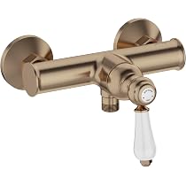 Jacob Delafon - Douchette Louise - Design Rétro, poignée céramique - Robuste - Jet économe en eau 10L/min - Anticalcaire - 20,5x8,5x7,3 cm - Finition Chrome - E24366-CP