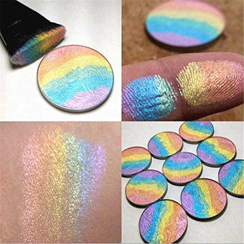 Regenbogen Kuchen Rainbow Highlighters Lidschatten Rouge Kontur Lidschatten Kosmetik Rouge, Makeup Regenbogen-Highlighter, Leuchtmarker-Palette, Makeup Palette Puder Regenbogen Kuchen, 6 Farben in 1 - 2