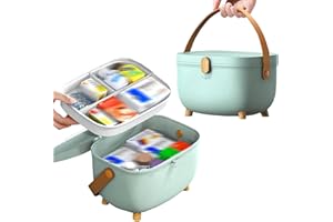 Severnier Scatola medicinali, Porta medicine casa scatola, 2 strati Scatola per medicinali, multifunzione Organizer per medicinali, per pronto soccorso,medicinali,per la casa (Verde)