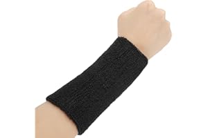 COMNICO Opaski dresowe na nadgarstek, elastyczne, sportowe opaski na nadgarstek, 15 cm, chłonne, frotte, długie bawełniane sportowe opaski na nadgarstek do treningu piłki nożnej, koszykówki, tenisa