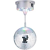 Lunartec Diskokugel: Selbstdrehende Discokugel mit Sockel und 18 farbigen LEDs, Ø 15 cm (Discokugel Batterie)