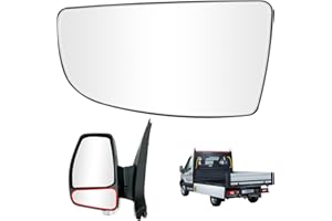 vsshe Lower Left Mirror Glass, for Ford Transit MK8 (2014 and later) BK31-17C718-AB, 1855103, Replacement Mirror Glass with Backing Plate, Direct Fit Replacement