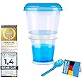 Müsli-2-Go cereal travel mug with insulated milk cooler, with 2-go spoon for on the go