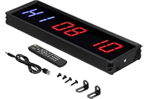 LUQEEG Gym Ultra Clear LED interwałowy timer – Multi Scenes Count Down Up zegar z metalowym stoperem, cyfrowy wyświetlacz, stoper, do treningu na ścianie, z pilotem zdalnego sterowania, do domu, na siłownię