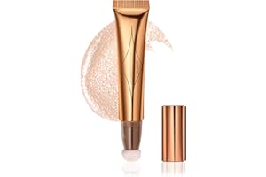 Prreal Highlighter Beauty Wand, surligneur liquide Shimmer pour le visage, bâton surligneur liquide lisse et crémeux avec applicateur de coussin doux, maquillage surligneur imperméable, 0.53oz (#04)