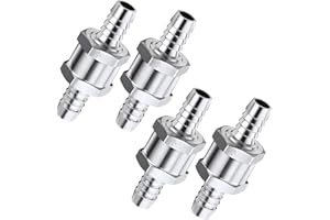 HPIANO Clapet anti-retour(4 pièces) de retour de carburant en aluminium à sens unique (6 8 10 12mm) pour Essence Diesel Huile Car Chrome Eau Auto Carburateur Systèmes Basse Pression Tuyau