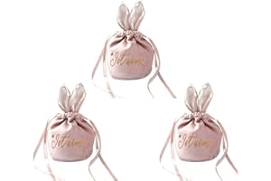 RAJTTS Velvet Bunny Bags,Easter Bunny Bags,Bunny Ear Drawstring Gift Easter Bags,Bunny Bags Velvet Snack Bag Party Biscuit Packaging Bag,Easter Bags For Birthday Party Wedding Baby Shower Easter Decorations