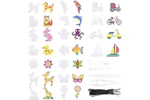 Homgaty beads plantilla, 18 Pz Animal Pegboards aquabeads plantillas con 4 pinzas y 18 piezas de cuerda pequeña para colgar